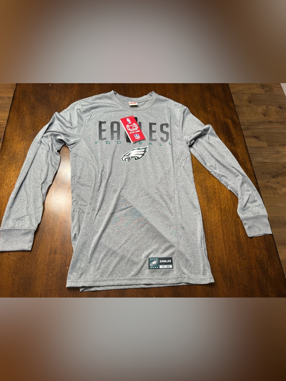 Ultra Game Philadelphia Eagles Gray Long-Sleeve Performance Tee